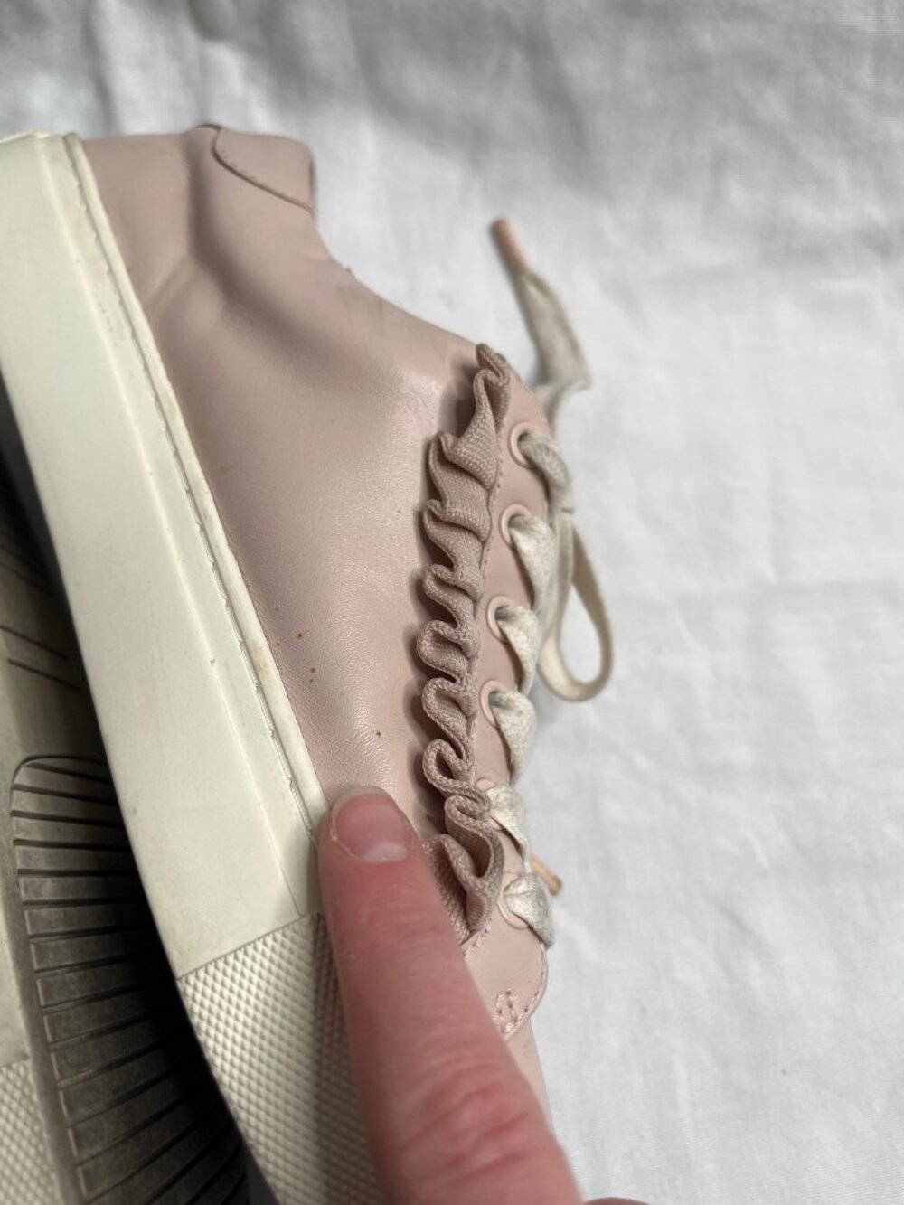 Tory Burch Sport Pink Leather Low-Top Ruffle Life Style Sneakers Womens Size 7.5 - Picture 8 of 8